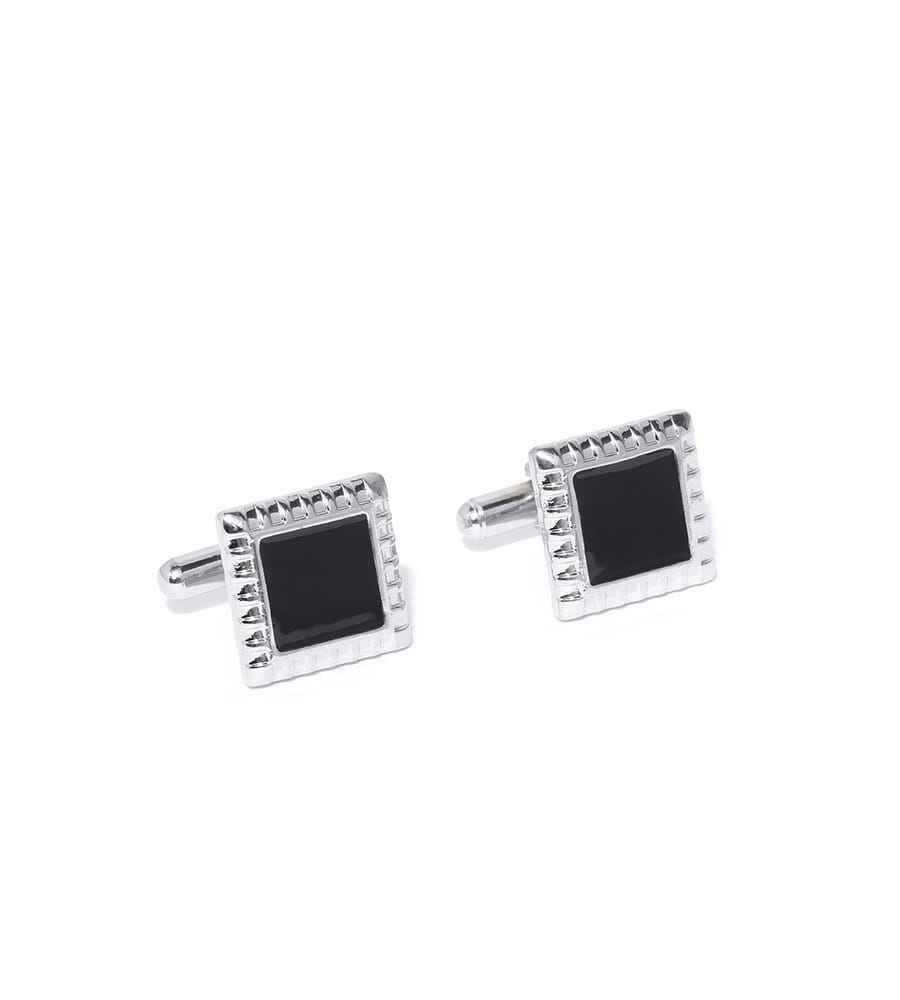 YouBella Jewellery Valentine Gifts for Men Latest Stylish Silver Black Formal Cuff Links Cufflinks Set for Men